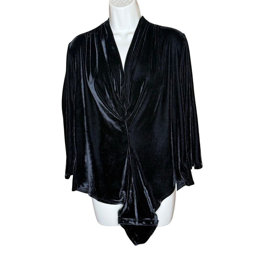 Unique Vintage Black Velvet Bodysuit 2X NWOT